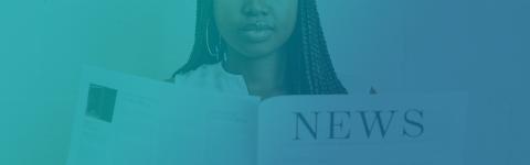 DRCHSD Newsletter Header with Woman Reading a Newspaper