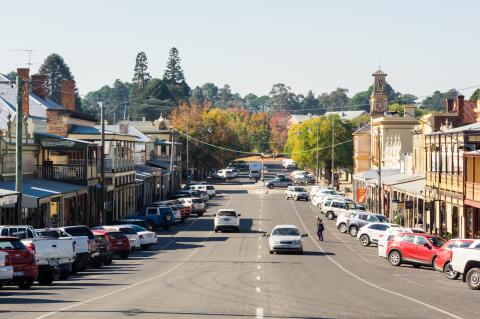 A busy rural town.