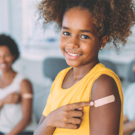 Girl getting vaccinated