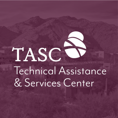 The TASC Logo over a rural landscape background.