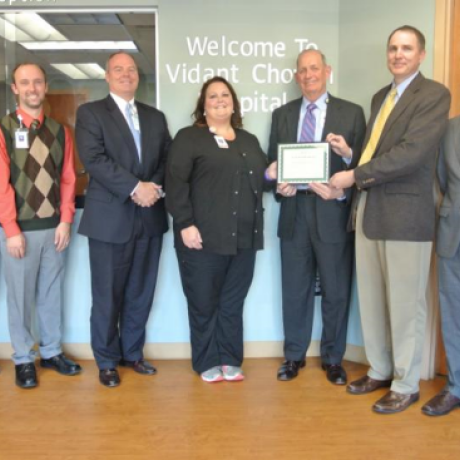 North Carolina Flex Program officers present Vidant Chowan Hospital staff with CAH Recognition Certificate